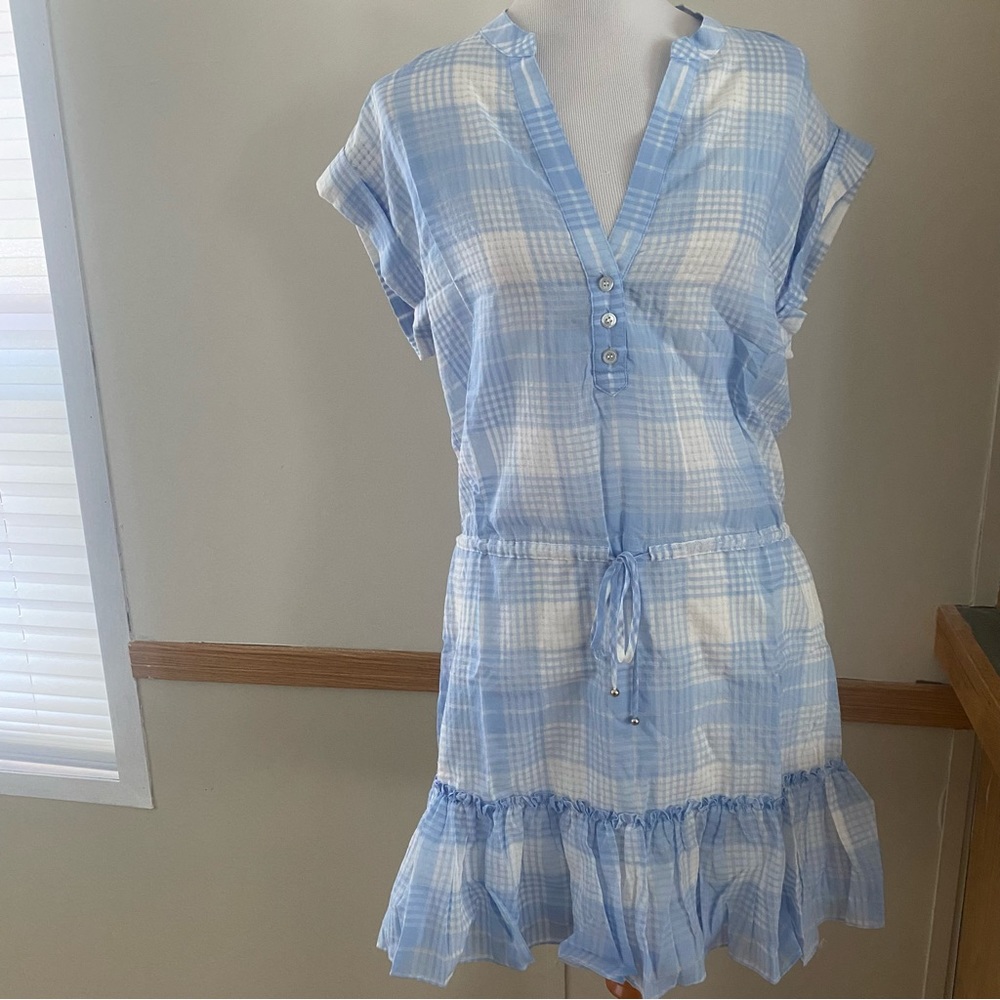 Veronica Beard Hanne Dress NEW Plaid Ruffle Designer Spring Lightweight